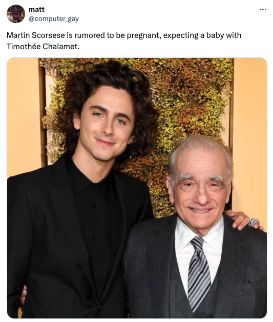 2023 wsj innovator awards - matt Martin Scorsese is rumored to be pregnant, expecting a baby with Timothe Chalamet.