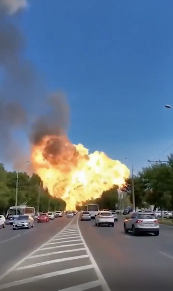 Massive gas station explosion in Volgograd.