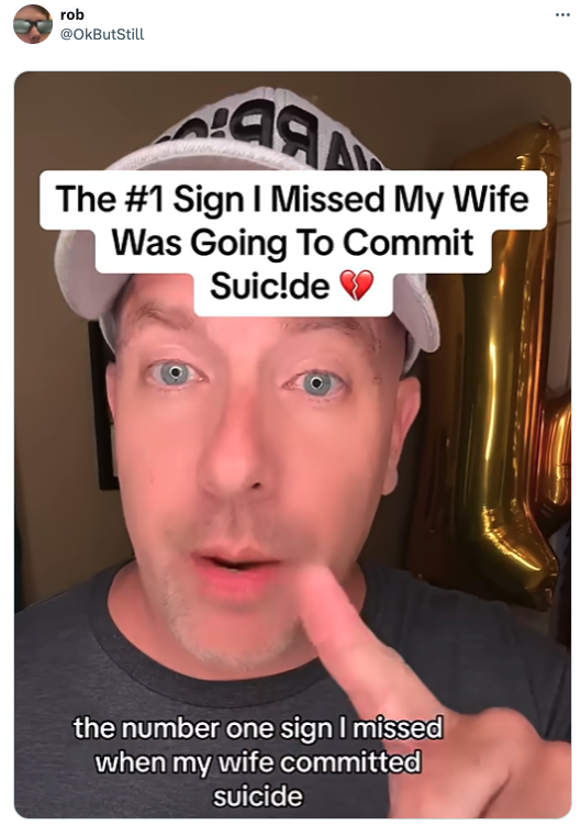 photo caption - rob OkButStill The Sign I Missed My Wife Was Going To Commit Suic!de the number one sign I missed when my wife committed suicide