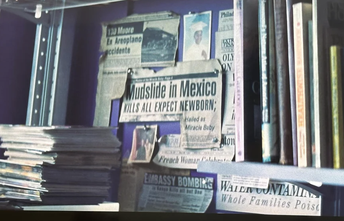In “Unbreakable,” (2000), near the end of the movie, there is this shot of some newspaper clippings with the typo "Mudslide in Mexico Kills All Expect Newborn."