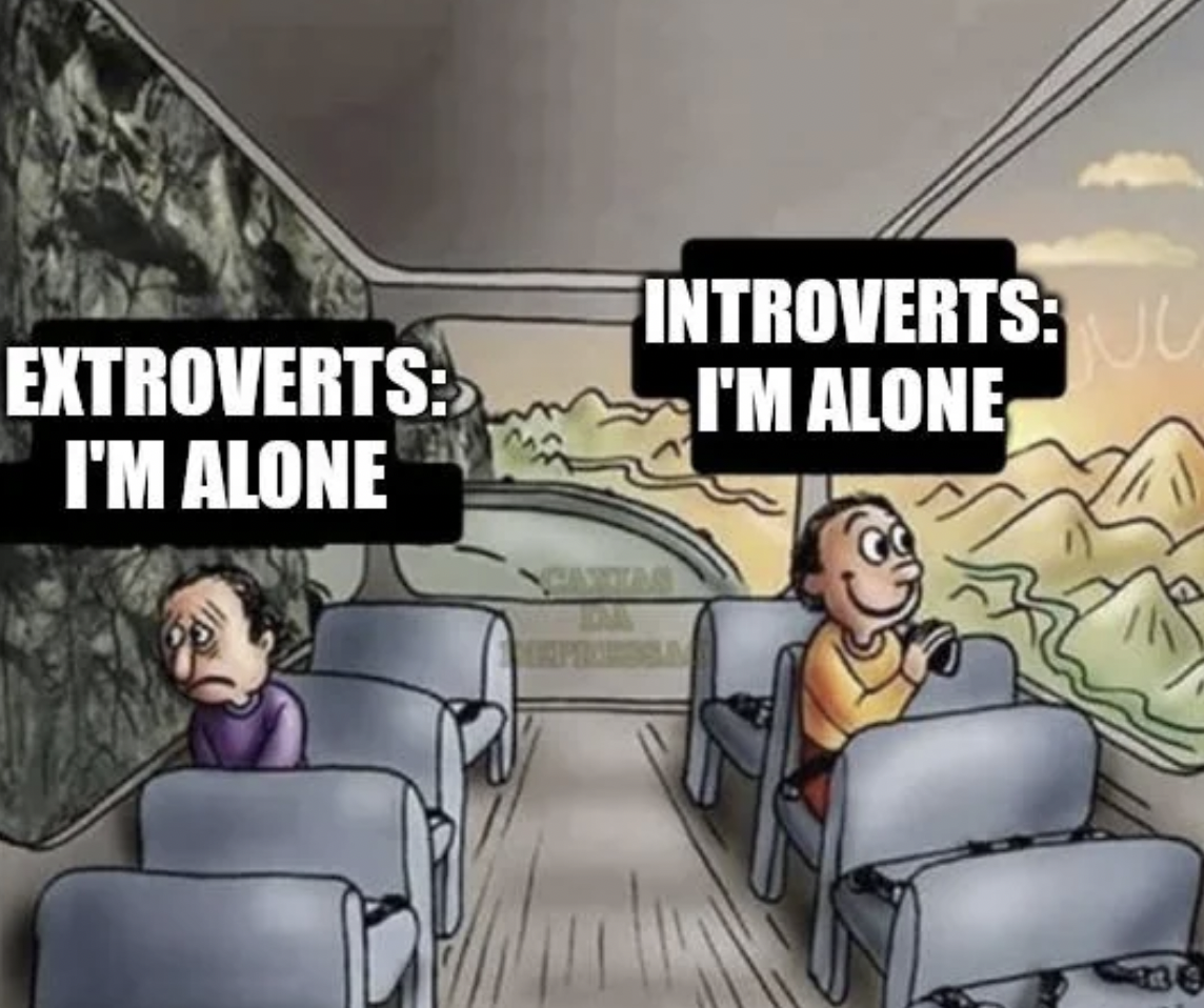 cartoon - Introverts I'M Alone Extroverts I'M Alone Axxas e