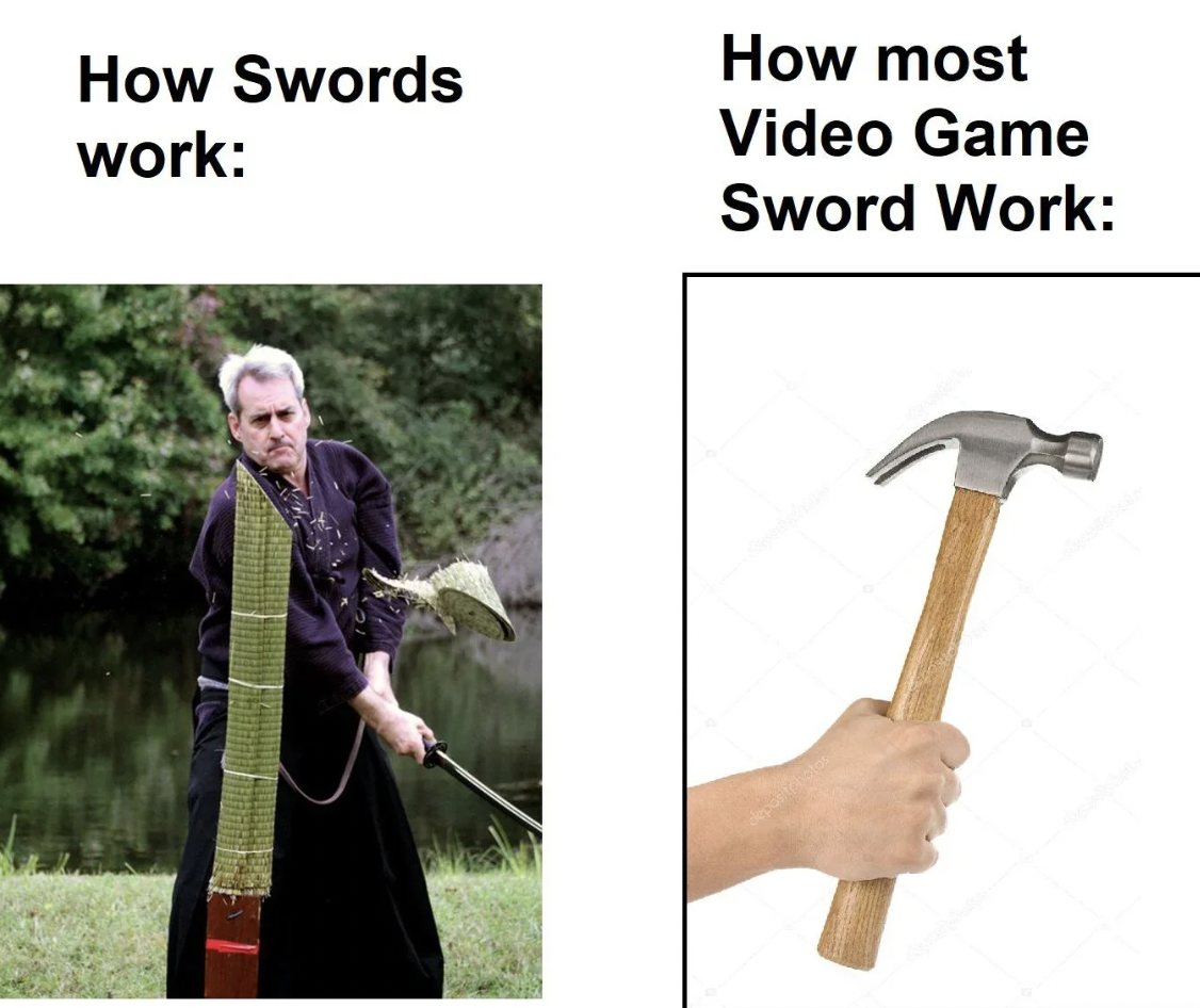 hand with a hammer - How Swords work How most Video Game Sword Work