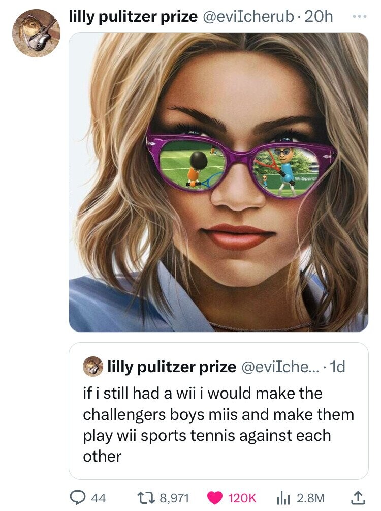 challengers movie poster - lilly pulitzer prize . 20h WilSport lilly pulitzer prize .... 1d if i still had a wii i would make the challengers boys miis and make them play wii sports tennis against each other 44 t8, Ilil 2.8M