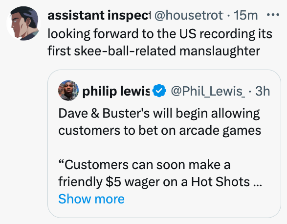 The Best Tweets and Reactions to Dave & Busters Introducing Gambling 