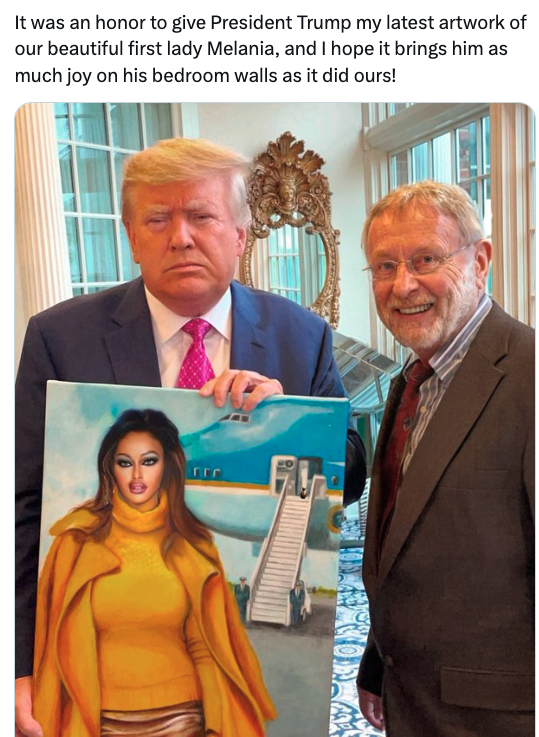 Melania Trump - It was an honor to give President Trump my latest artwork of our beautiful first lady Melania, and I hope it brings him as much joy on his bedroom walls as it did ours! rrr