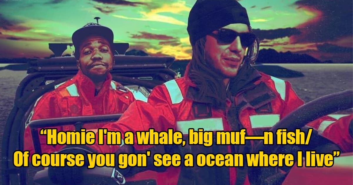 photo caption - "Homie I'm a whale, big mufn fish Of course you gon' see a ocean where I live"