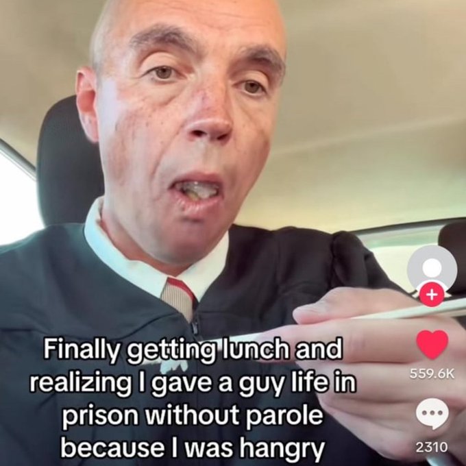 photo caption - Finally getting lunch and realizing I gave a guy life in prison without parole because I was hangry 2310