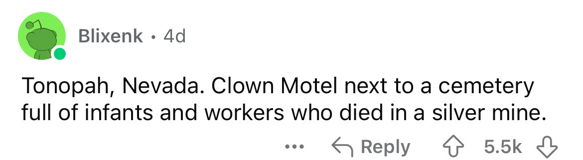 number - Blixenk 4d Tonopah, Nevada. Clown Motel next to a cemetery full of infants and workers who died in a silver mine. ...