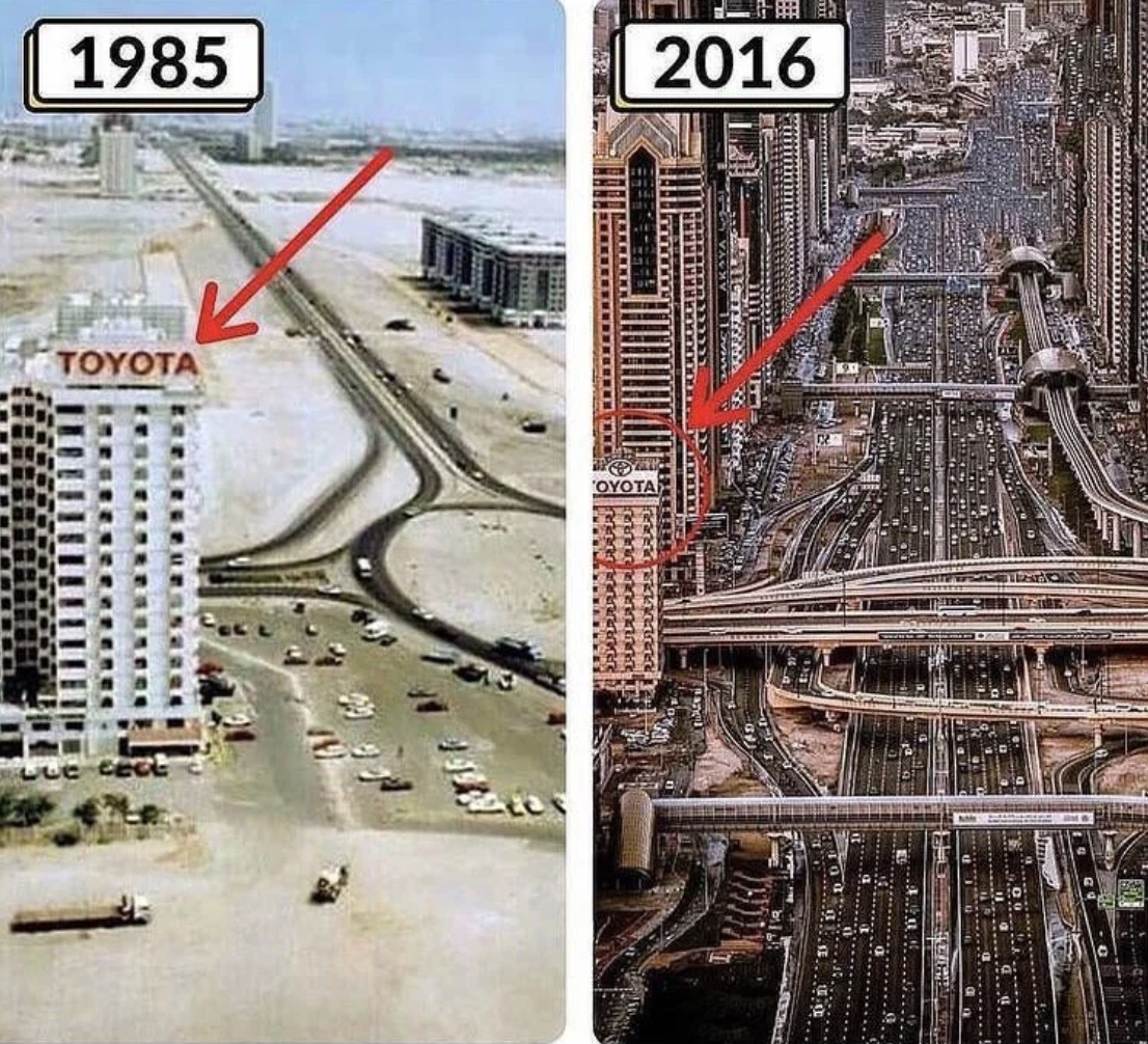 dubai before and after - 1985 2016 Toyota Oyota