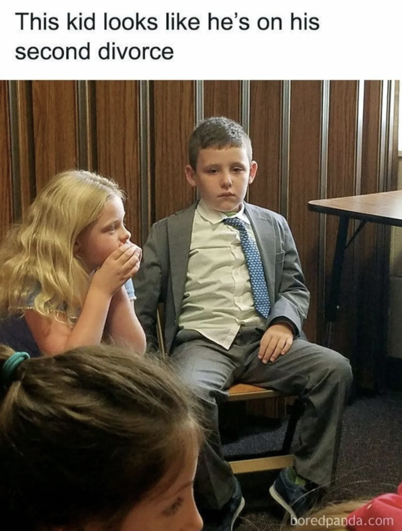 kid looks like he's on his 2nd divorce - This kid looks he's on his second divorce boredpanda.com