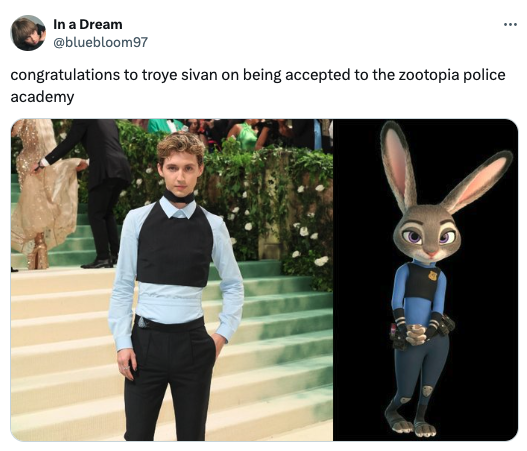 2024 Met Gala - In a Dream congratulations to troye sivan on being accepted to the zootopia police academy 6