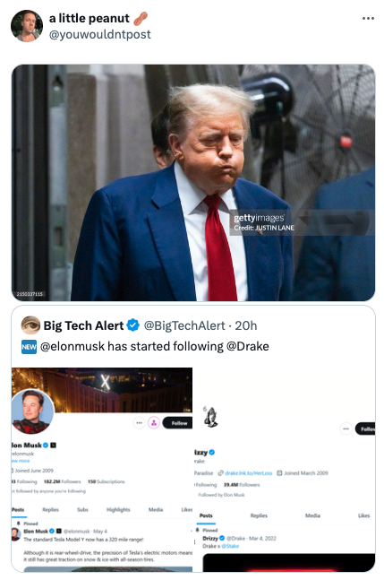 Donald Trump - 2150037115 a little peanut gettyimages Credit Justin Lane Big Tech Alert 20h New has started ing lon Musk elonmusk Joined Subs Elon Musk Olomusk May 4 Izzy Paradise draken toerLoss Joined Media Posts Replies Media The standard Tesla Model Y