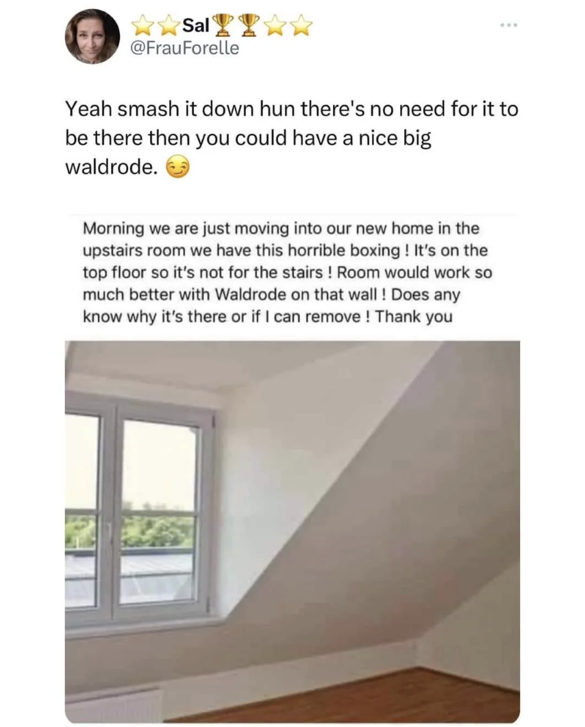 daylighting - Sal Yeah smash it down hun there's no need for it to be there then you could have a nice big waldrode. Morning we are just moving into our new home in the upstairs room we have this horrible boxing! It's on the top floor so it's not for the 