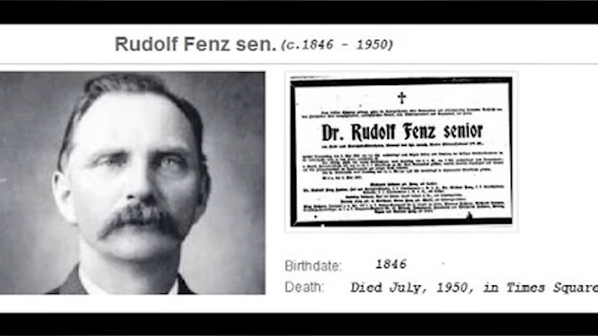 Rudolph Fentz - Rudolf Fenz sen. c.18461950 Dr. Rudolf Fenz senior Birthdate 1846 Death Died , in Times Square