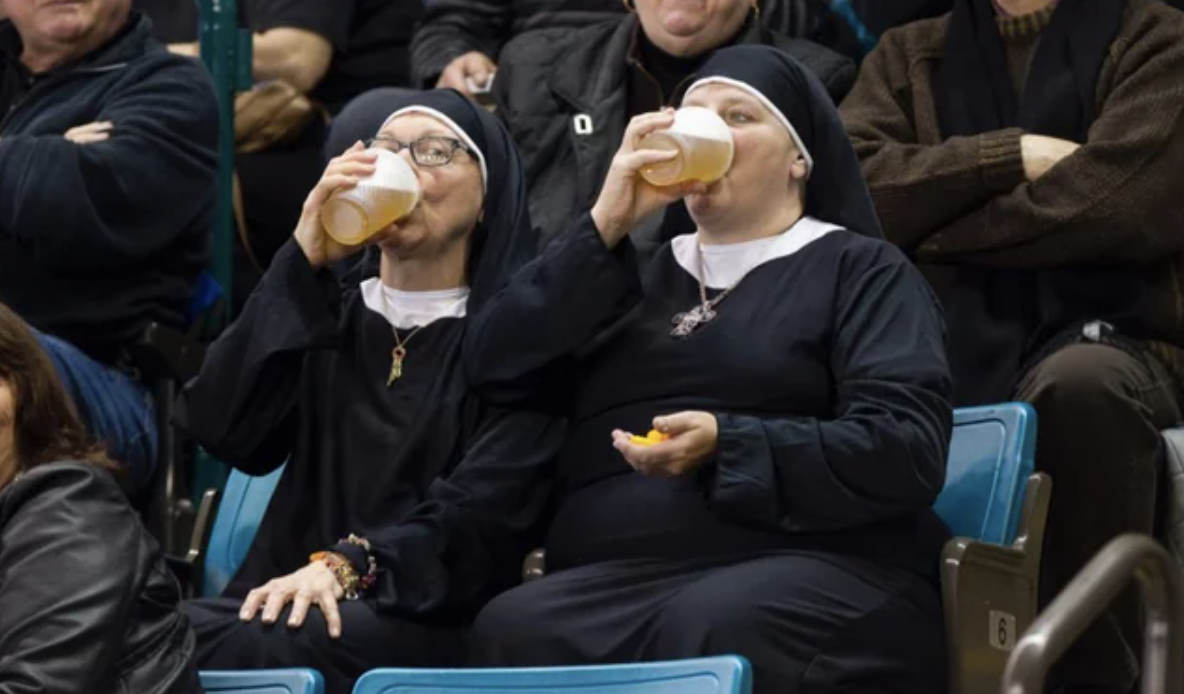 funny nun drinking - 0 6 6