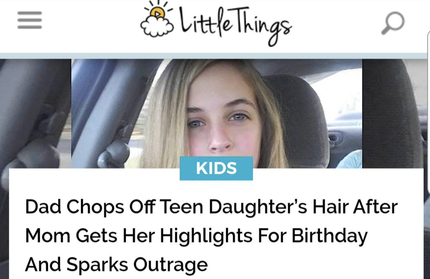photo caption - ||| Little Things 0 Kids Dad Chops Off Teen Daughter's Hair After Mom Gets Her Highlights For Birthday And Sparks Outrage