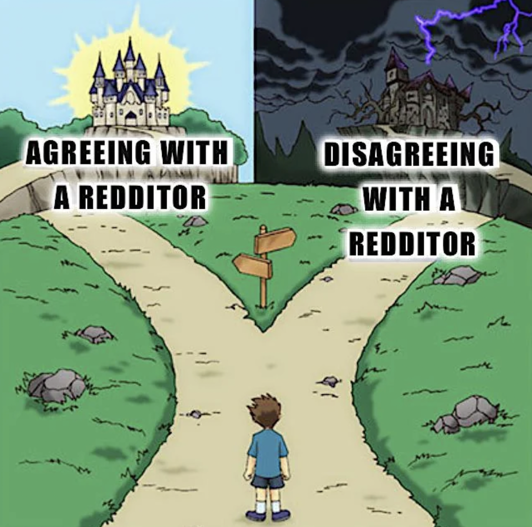 2 paths meme - Agreeing With A Redditor Disagreeing With A Redditor