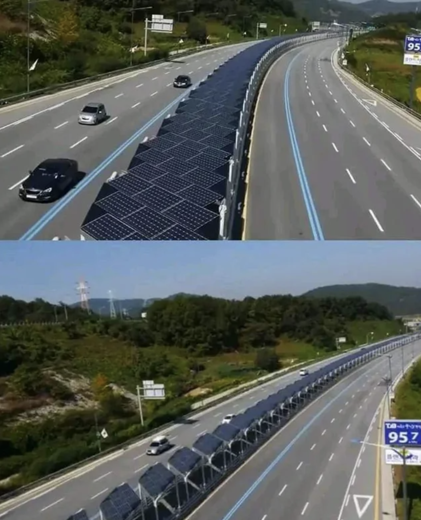solar panels on highway median - 95 To 95.7