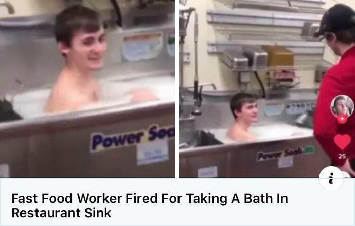 man in wendys sink - Power So Power Seals 25 Fast Food Worker Fired For Taking A Bath In Restaurant Sink 20