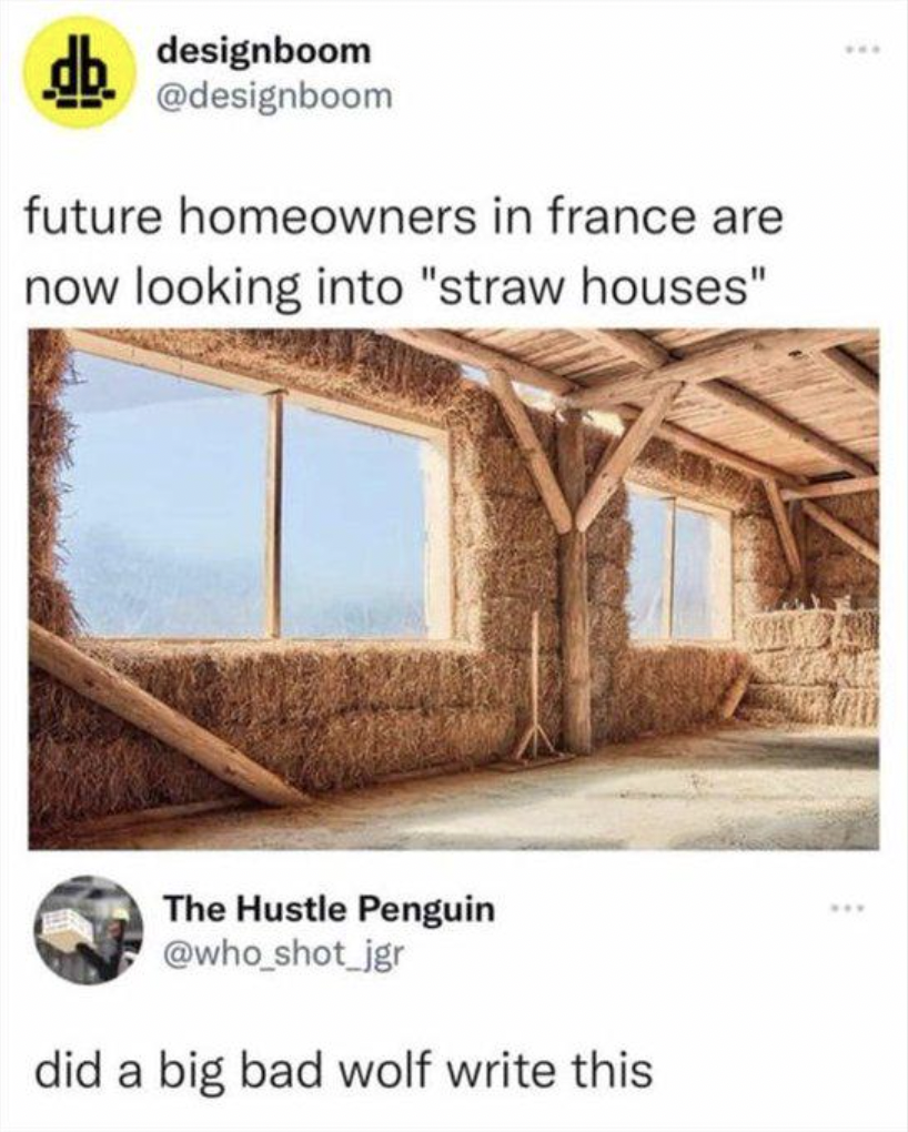 inside of straw house - db designboom .db. future homeowners in france are now looking into "straw houses" The Hustle Penguin did a big bad wolf write this