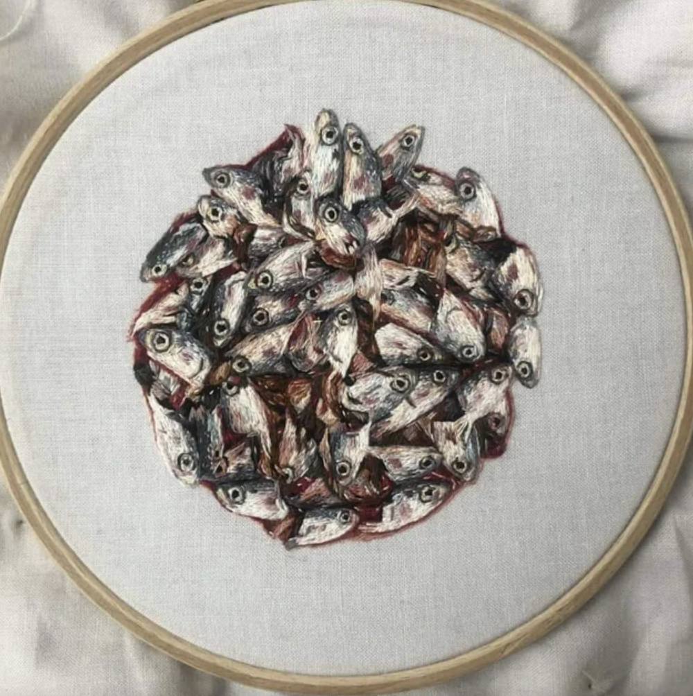 fish head embroidery