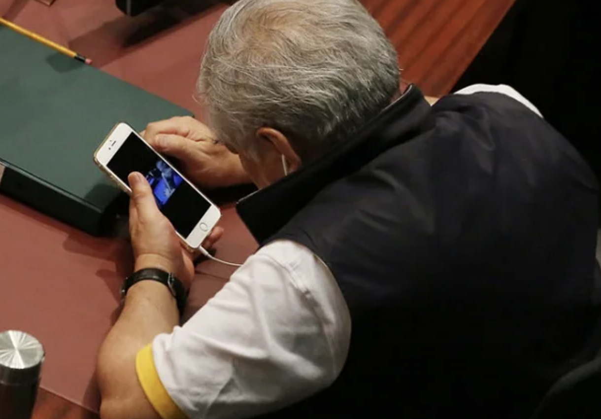 A Hong Kong politician was caught watching adult entertainment during an important debate on policy reform.
