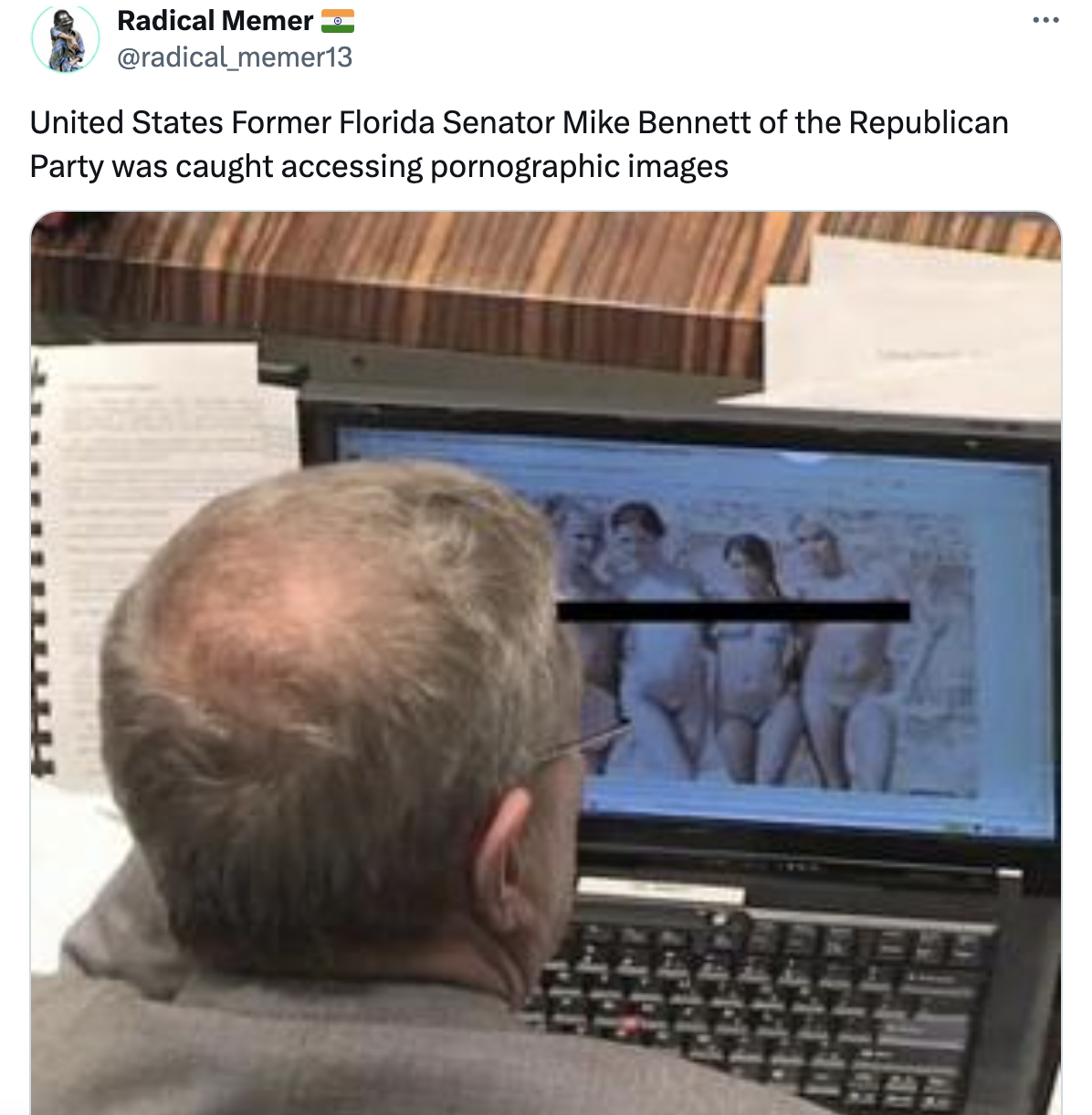Former Florida Senator Mike Bennett was photographed opening an email titled “photo of topless women.” Even if it was a setup, he was caught red handed. 