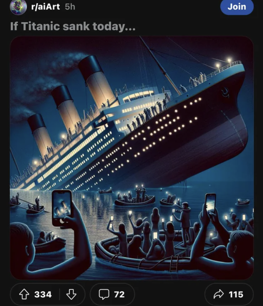 if titanic happened today - raiArt 5h If Titanic sank today... 334 Join 12 72 115