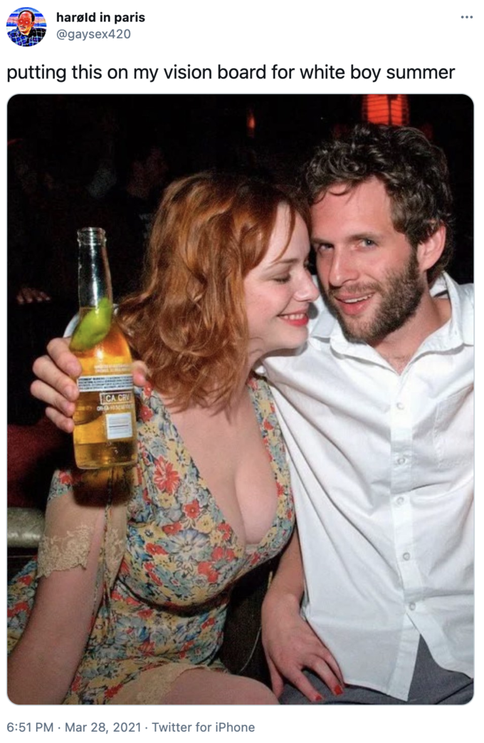 glenn howerton christina hendricks - hareld in paris putting this on my vision board for white boy summer Twitter for iPhone