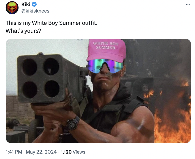 arnold schwarzenegger comando - Kiki This is my White Boy Summer outfit. What's yours? 1,120 views White Boy Summer