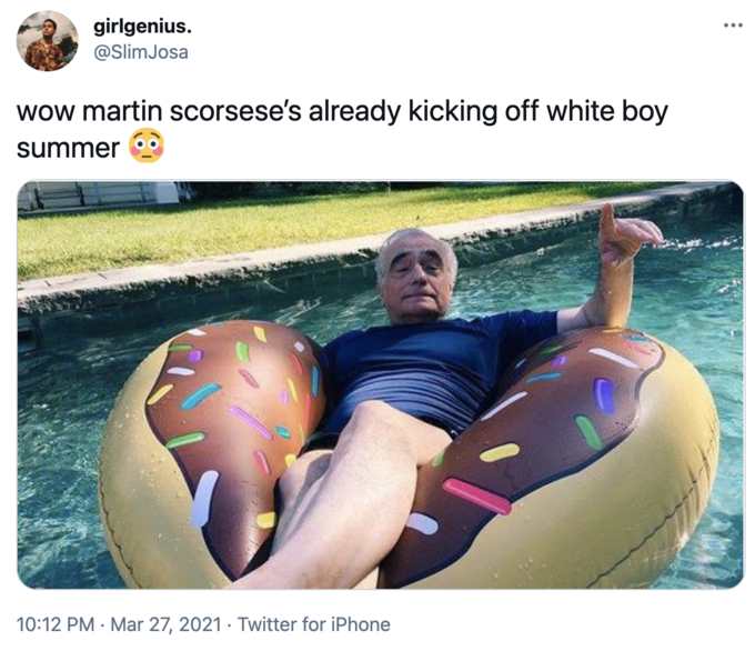 martin scorsese pool float - girlgenius. wow martin scorsese's already kicking off white boy summer Twitter for iPhone
