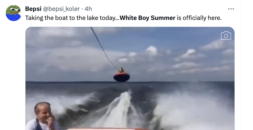 extreme sport - Bepsi . 4h Taking the boat to the lake today...White Boy Summer is officially here.
