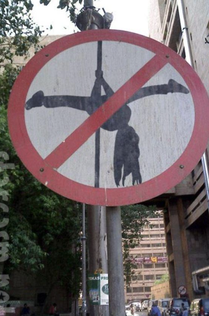 no pole dancing sign