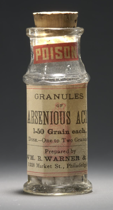 arsenic king of poisons - Poison Granules Of Arsenious Ac 150 Grain each. DassOne to Two Gran Prepared by Wm. R. Warner 1228 Market St., Philadelp