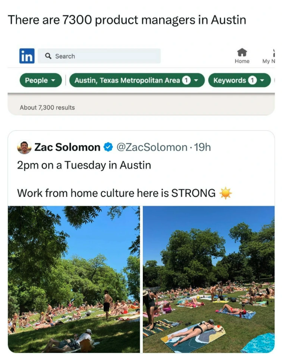 Chris Bakke - There are 7300 product managers in Austin Search Home My h People Austin, Texas Metropolitan Area > Keywords About 7,300 results Zac Solomon 19h 2pm on a Tuesday in Austin Work from home culture here is Strong