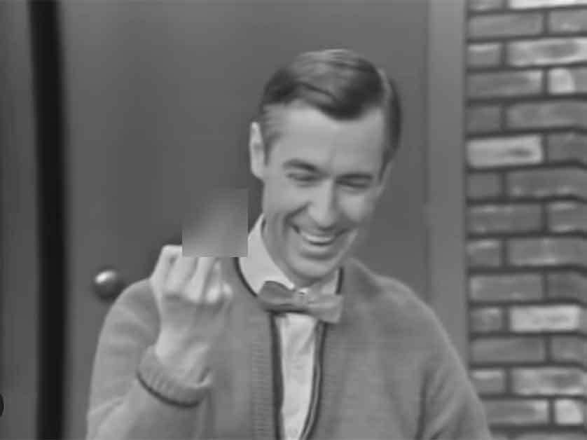 mr rogers flipping the bird