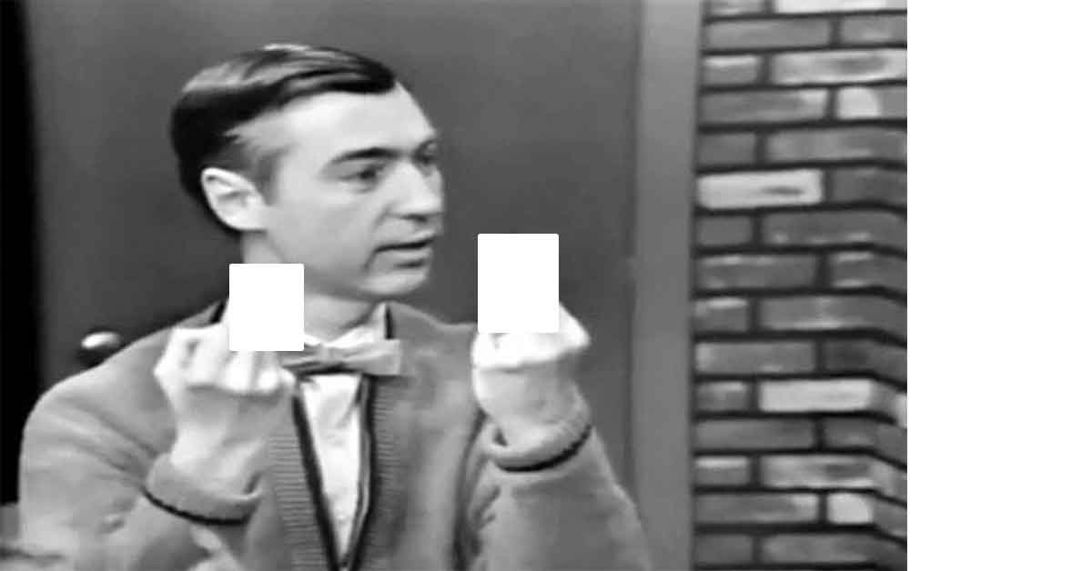 mr rogers giving the finger