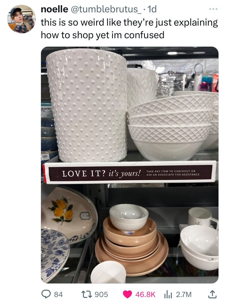 earthenware - noelle .1d this is so weird they're just explaining how to shop yet im confused Love It? it's yours! Take Any Item To Checkout Or Ask An Associate For Assistance 84 1905 2.7M