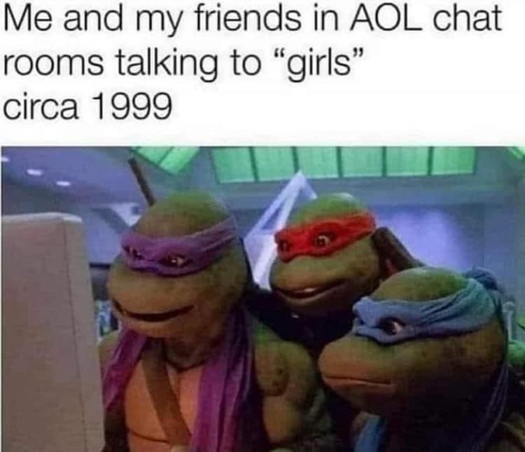 funny memes - chatroom memes - Me and my friends in Aol chat rooms talking to "girls" circa 1999 7
