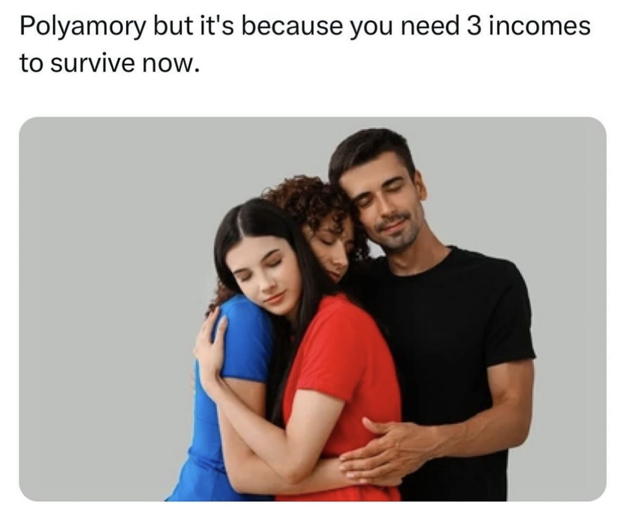 funny memes - polyamory but it's because you need 3 incomes to survive now - Polyamory but it's because you need 3 incomes to survive now.