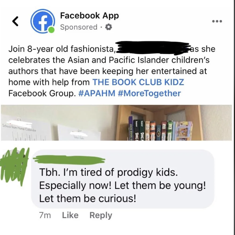 palm tree - Facebook App Sponsored Join 8year old fashionista, as she celebrates the Asian and Pacific Islander children's authors that have been keeping her entertained at home with help from The Book Club Kidz Facebook Group. Tbh. I'm tired of prodigy k