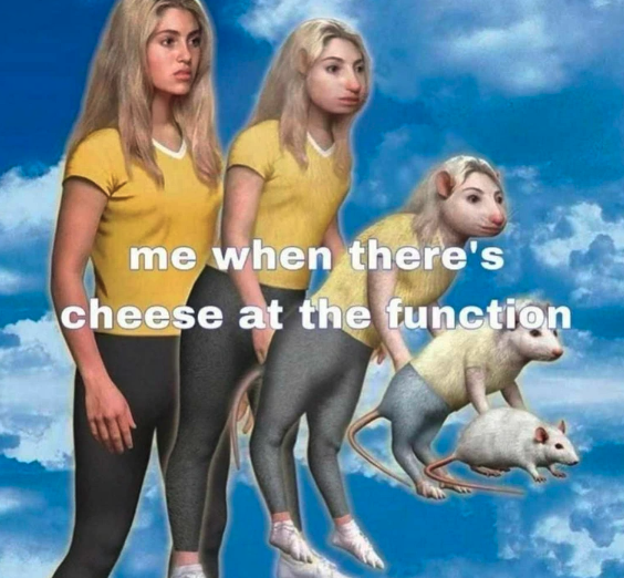 animorph meme - me when there's cheese at the function