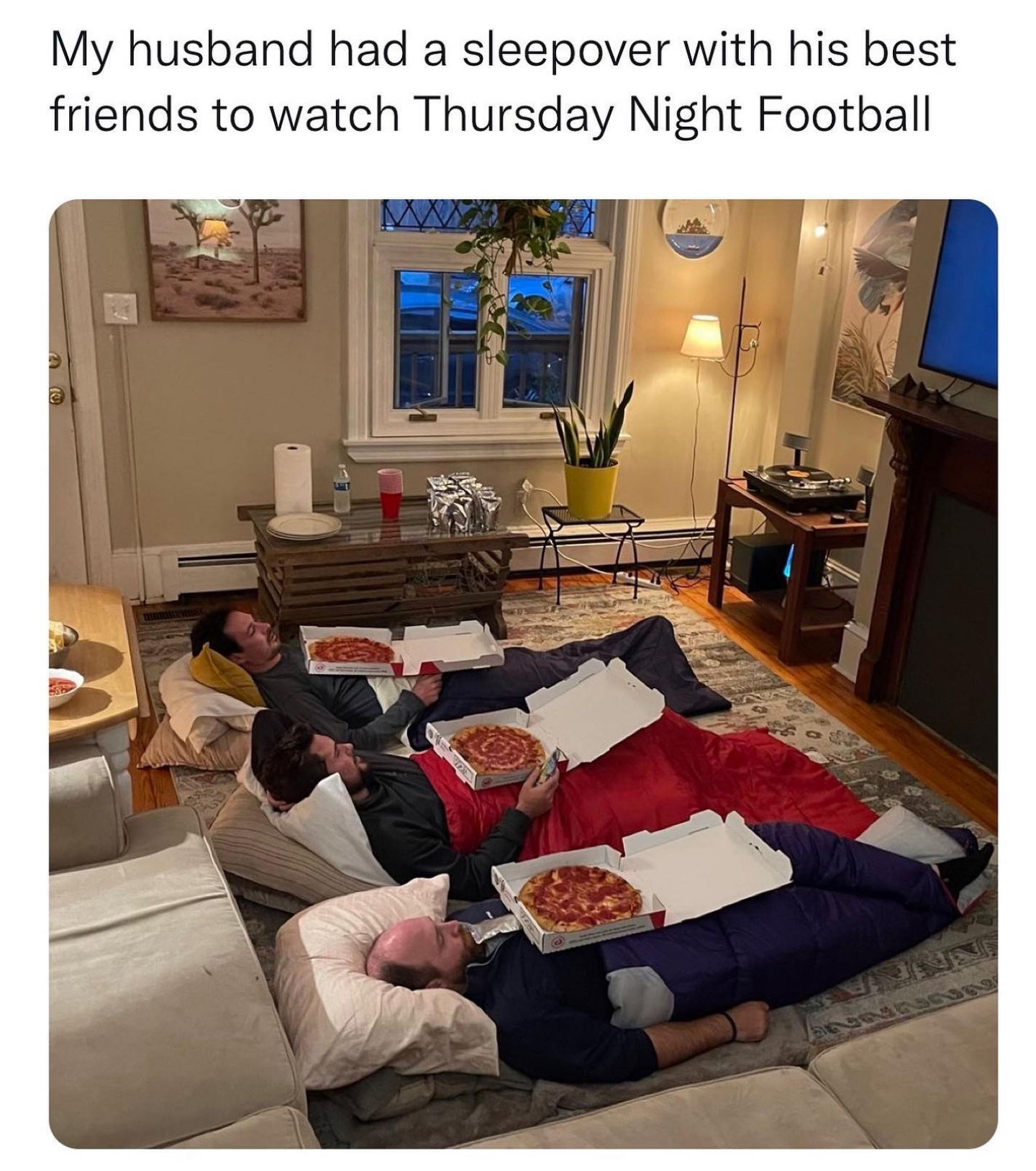 thursday night football sleepover - My husband had a sleepover with his best friends to watch Thursday Night Football