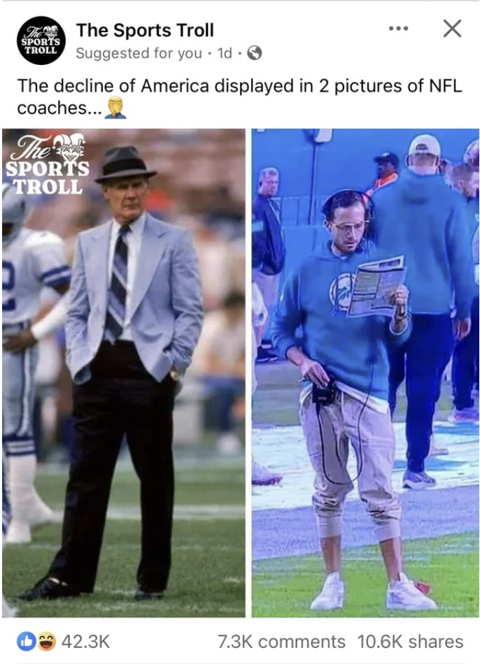 nfl coaches then vs now - The Sports Troll Sports Troll Suggested for you 1d The decline of America displayed in 2 pictures of Nfl coaches... The Sports Troll Caste