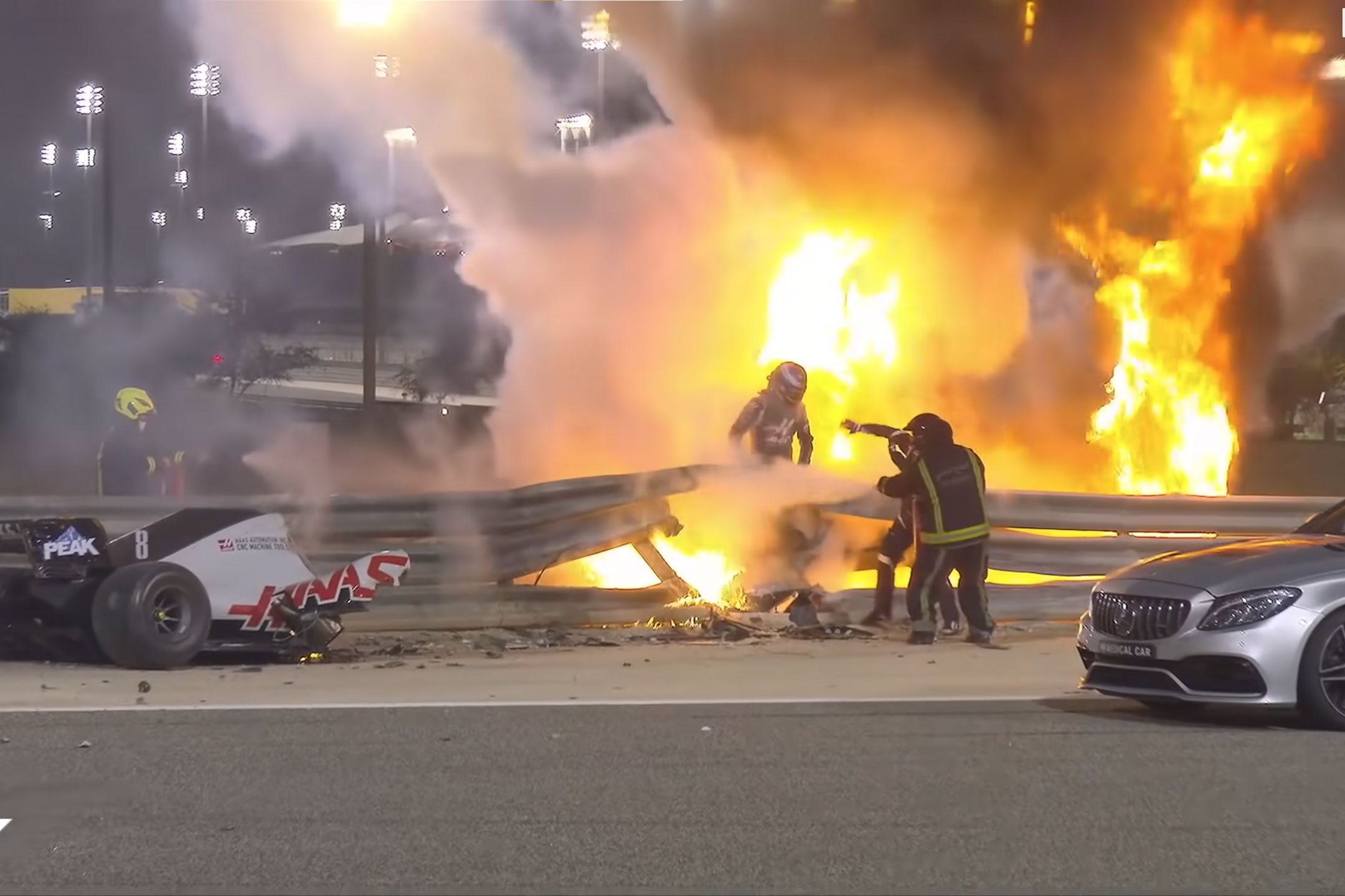 Romaine Grosjean emerges from the flames like a Phoenix after his viral 2020 horror crash. 