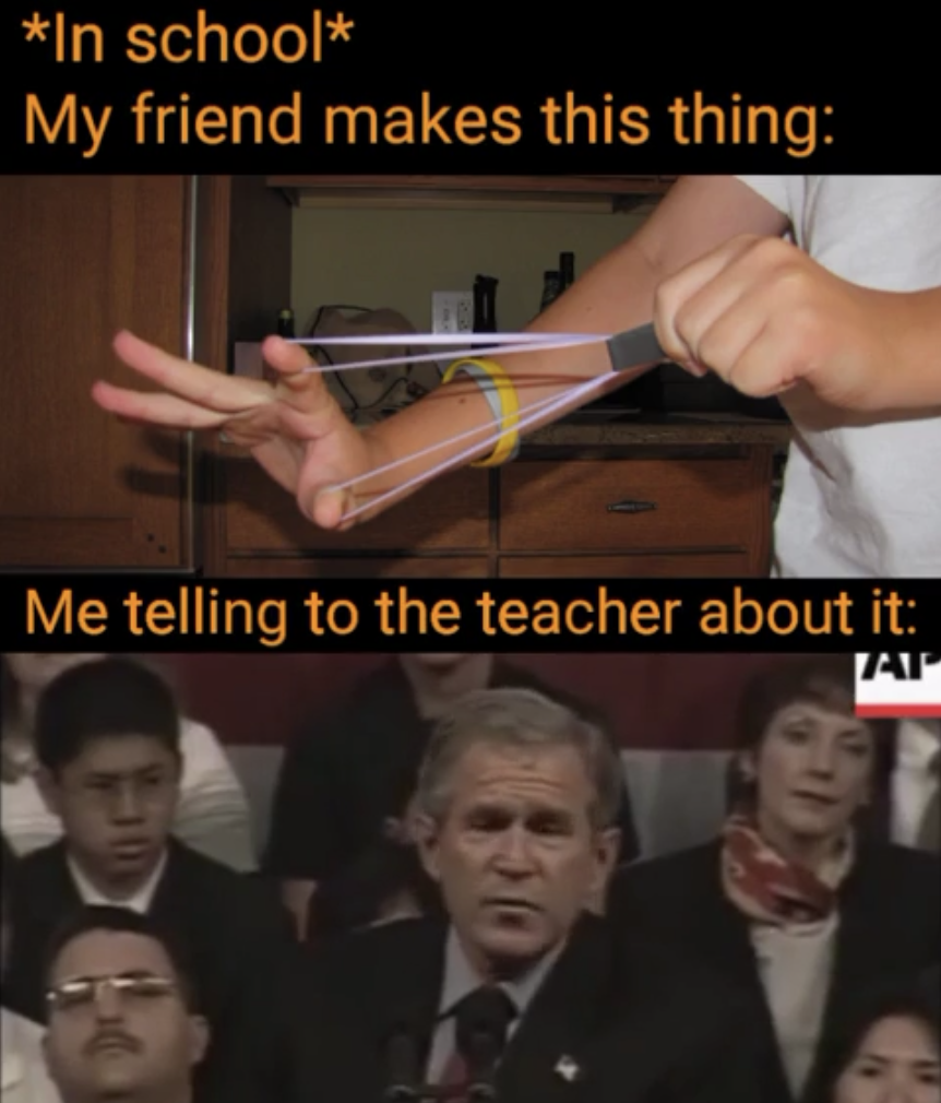 photo caption - In school My friend makes this thing Me telling to the teacher about it At