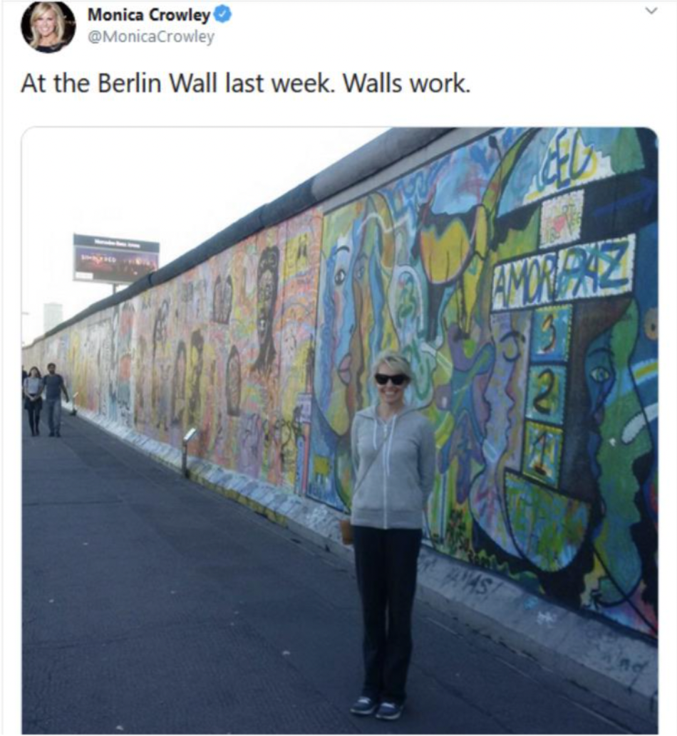 monica crowley berlin wall - Monica Crowley MonicaCrowley At the Berlin Wall last week. Walls work. Amoriz