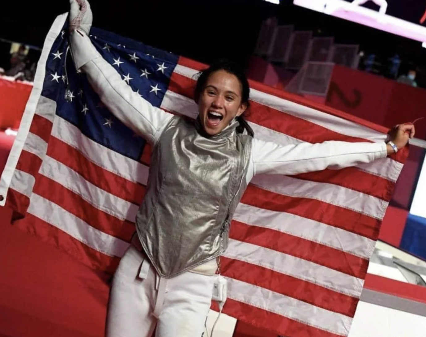 Filipino-American, Lee Kiefer wins Team USA’s first gold medal for women’s individual foil fencing.