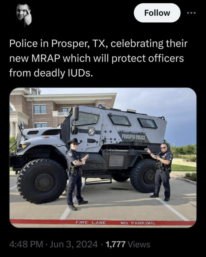 Prosper Police Department - Police in Prosper, Tx, celebrating their new Mrap which will protect officers from deadly IUDs. Prosper Police Fire Lane No Parking 1,777 Views