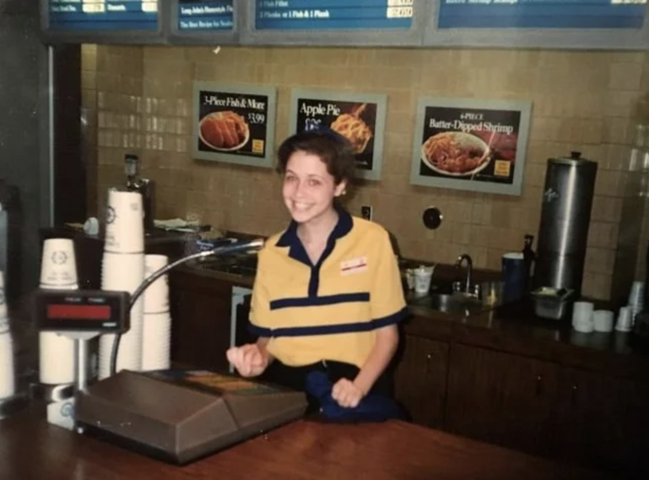 Jenna Fischer while working in a fast food restaurant in the 80s.